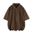 thumbnail image 1 of Fznquz Basic Mens Big and Tall Polo Shirts Casual Brown Plain Polo Oversized Summer Shirts Men L, 1 of 3