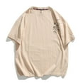 thumbnail image 1 of Fznquz Basic Mens Big and Tall T Shirts Beige Summer Cotton Linen T-Shirt Casual Crew Neck Short Sleeve Mens Tshirts L, 1 of 9