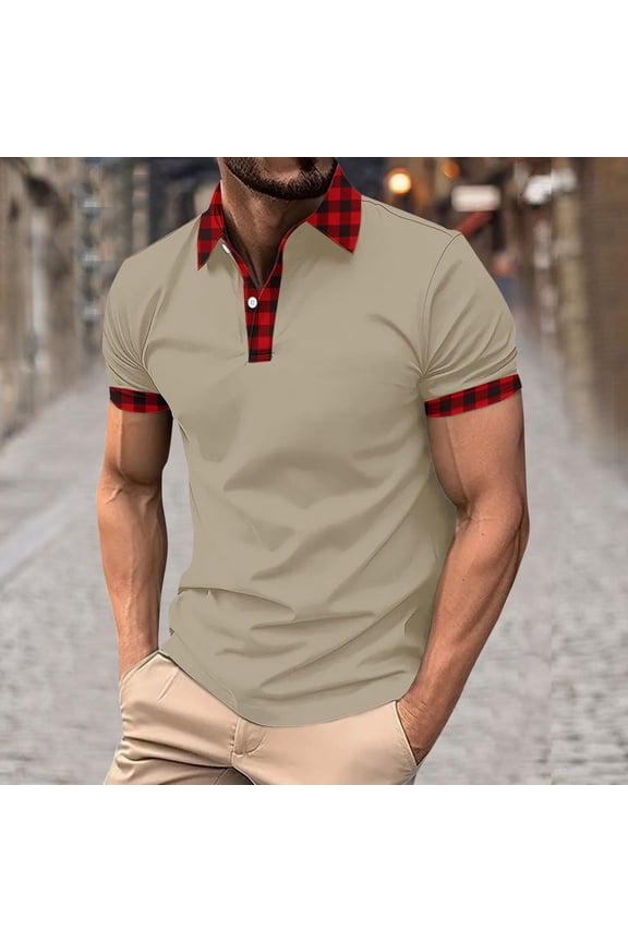 Basic Mens Shirts Casual Yellow Polo Button Solid Color Summer Regular Fit Men's Fashion M