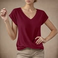 thumbnail image 1 of Fznquz Basic Womens T Shirts Summer Casual Red T-Shirt V Neck Short Sleeve Loose Fit Ladies Blouses, 1 of 4