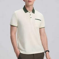 Fznquz Beige Men Polo Shirts Casual Summer Polos Button Collared Dry Fit T Shirts for Man XXXL