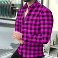 thumbnail image 1 of Fznquz Big and Tall Button Up Shirt Men Button Down Pink Plaid Long Sleeve Shirts Collar Mens Clothes, 1 of 8