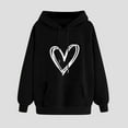 thumbnail image 1 of Fznquz Black Hoodie Women Love Long Sleeve Casual Fashion Heart Graphic Hooded Winter Fall Fashion, 1 of 5