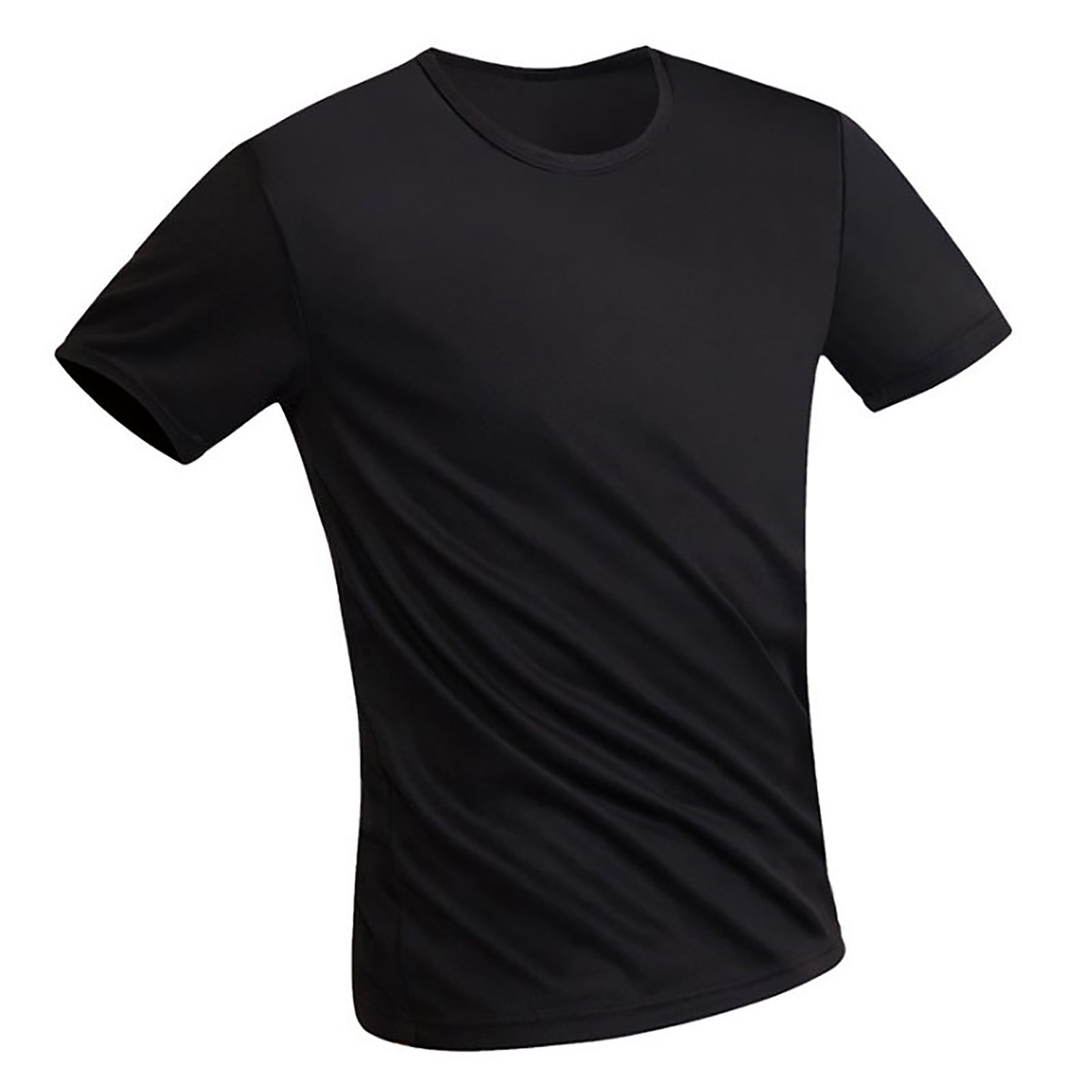 Fznquz Black Mens Shirts Plain Short Sleeve Summer Crew Neck Casual T ...