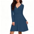 thumbnail image 1 of Fznquz Blue Ladies Dresses Wrap Knit Long Sleeve 2026 Sweater Dress Fall Winter Elegant A-Line V Neck Womens Dress, 1 of 5