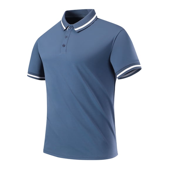 Fznquz Blue Shirt Men Short Sleeve Button Up Plain Polo Summer Boys T Shirts XL