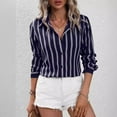 thumbnail image 1 of Fznquz Blue Womens Tops Long Sleeve V Neck Button Down Shirt Casual Winter Womens Fall Fashion, 1 of 9