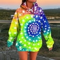thumbnail image 1 of Fznquz Blue Work Blouses for Women Tie Dye Crewneck Hooded Sweatshirt Pocket Graphic Fall Clothes for Women, 1 of 5