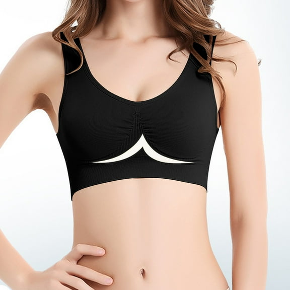 Fznquz Bralette Womens Bras Wireless Seamless Soft Full Coverage Black Bras