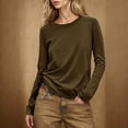 thumbnail image 1 of Fznquz Brown Tshirt Women Long Sleeve Basic Round Neck Shirt Solid Soft Casual Tops Women S, 1 of 8