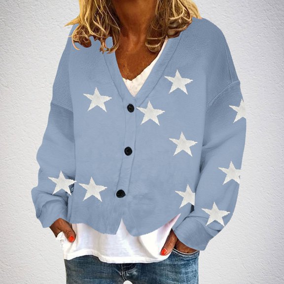 Fznquz Button Down Lightweight Summer Cardigan Long Sleeve Blue Cardigan Soft Flannel Fall Tops