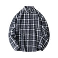 thumbnail image 1 of Fznquz Button Down Mens Button Up Shirt Big and Tall Gray Plaid Flannel Shirts Long Sleeve Pocket Mens Clothes, 1 of 3
