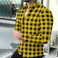 thumbnail image 1 of Fznquz Button Up Shirt Men Yellow Long Sleeve Button Down Plaid Shirts Collar Big and Tall Mens Clothes, 1 of 8