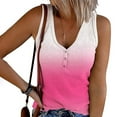 thumbnail image 1 of Fznquz Button up Sleeveless Tops for Women Sleeveless Ribbed Gradient Pink Casual Active V Neck Womens Tank Tops Under 5.00, 1 of 5