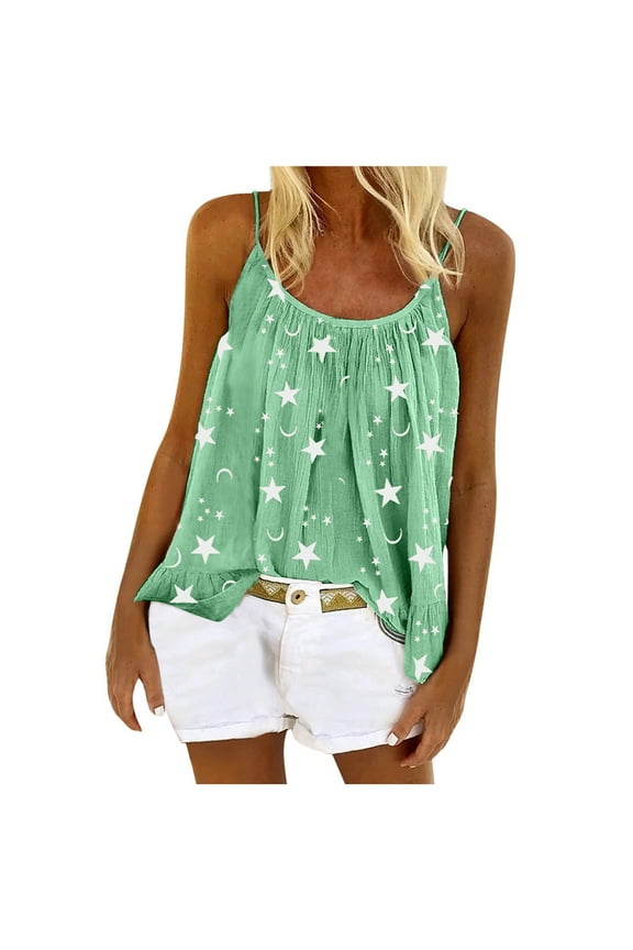 Cami Halter Top Pleated Graphic Summer Beach Green Boho Maternity Tank Top