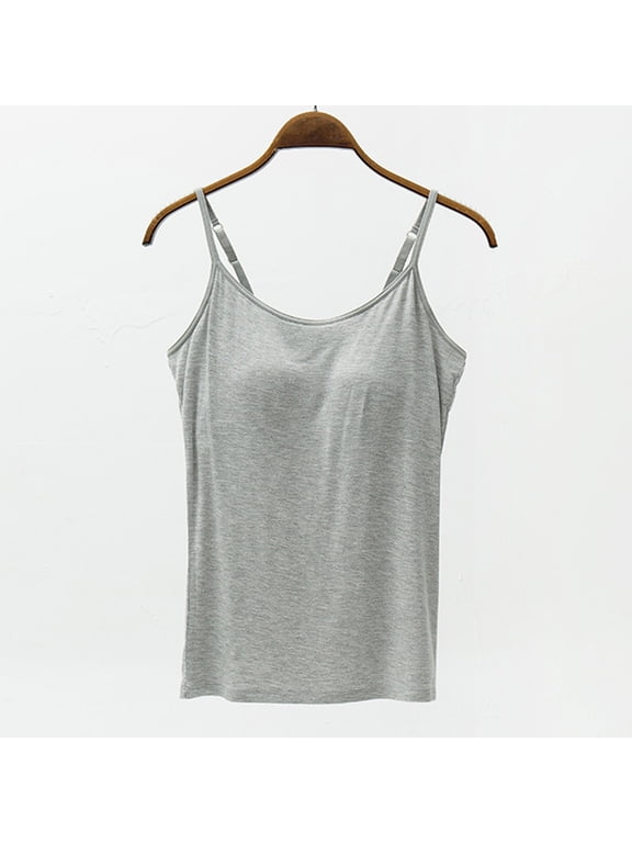 Cami Women's Summer Tops 2025 Spaghetti Strap Slip Silver Casual Fashion Built In Bras Women's Tank Tops Under 5.00