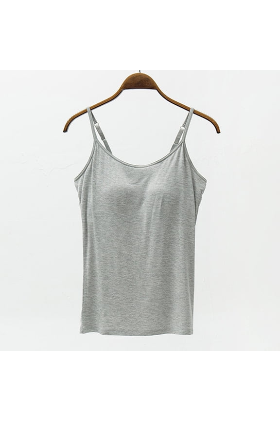 Cami Women's Summer Tops 2025 Spaghetti Strap Slip Silver Casual Fashion Built In Bras Women's Tank Tops Under 5.00