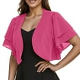 thumbnail image 1 of Fznquz Cardigans for Women Trendy Summer Pink Lightweight Shrugs Bolero Cardigan Formal Open Front Ruffle Sleeve Women Fashion, 1 of 2