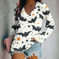 thumbnail image 1 of Fznquz Casual Blouses for Women Dressy Black Halloween Long Sleeve Shirt Plus Size Trendy V Neck Shirts for Women, 1 of 5