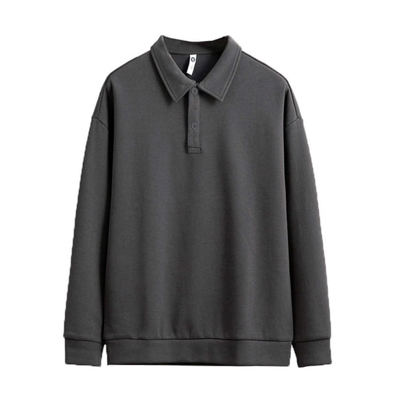Fznquz Casual Mens Golf Polo Collar Long Sleeve Gray Shirts 2025 Winter Mens Winter Clothes