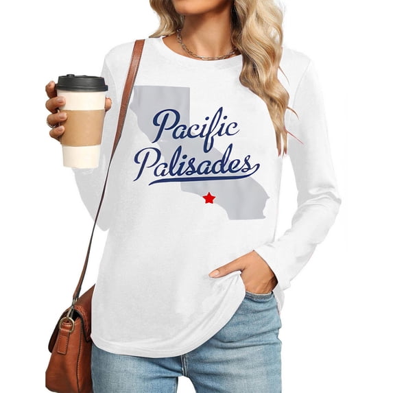 Fznquz Casual T-Shirt for Women Long Sleeve White Crew Neck T Shirts Graphic Y2K Curve Hem Women's Clothing M