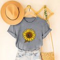 thumbnail image 1 of Fznquz Casual Women Workout Tops Gray Plus Size Short Sleeve T Shirt Crew Neck Summer Sunflower Blouses, 1 of 6