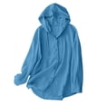 thumbnail image 1 of Fznquz Casual Women's Long Sleeve Tops Button Up Fall Winter Shirt 2025 Cotton Linen Blue Plain Womens Fashion Tops, 1 of 6