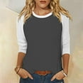 thumbnail image 1 of Fznquz Casual Womens 3/4 Sleeve Tops Crew Neck Color Block Gray T Shirt Raglan Fall Blouses,S, 1 of 7