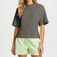 thumbnail image 1 of Fznquz Casual Womens Spring Tops Batwing Sleeve Plain Tshirts Summer Gray Round Neck Loose Women's T-Shirts, 1 of 7