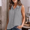 thumbnail image 1 of Fznquz Casual Womens Tank Tops Linen Button Down Tops Dressy Button Up Gray Summer Shirt, 1 of 8