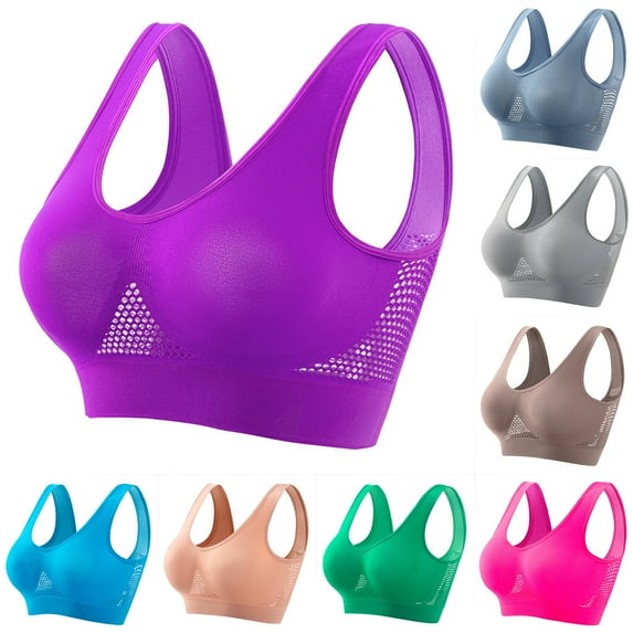 Fznquz Womens Sports Bras Seamless Wirefree Bra High Support Yoga Purple Sports Bras