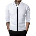 thumbnail image 1 of Fznquz Collared Big and Tall Mens Shirts Full Zip White Long Sleeve Tees Shirts Fall Winter Plain Mens Winter Clothes, 1 of 6