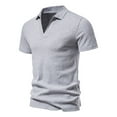 thumbnail image 1 of Fznquz Collared Mens Tall T Shirts Polo Gray Summer Tee Short Sleeve Plain Casual Mens Clothing L, 1 of 9