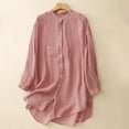 thumbnail image 1 of Fznquz Cotton Ladies Blouses Button Down Casual Pink Shirt Fall Loose Fit Plain Women T Shirt, 1 of 9