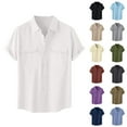 thumbnail image 1 of Fznquz Cotton Linen Mens Button Up Shirt Plain Short Sleeve Button down Shirt Casual Soft Vintage Mens Clothes, 1 of 9