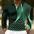 thumbnail image 1 of Fznquz Cotton Men's Polo Shirts Long Sleeve Collared Green Shirt Regular Fit Graphic Pullover Casual Big and Tall Men Clothes, 1 of 3
