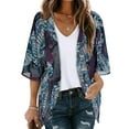 thumbnail image 1 of Fznquz Cover Up Oversized Cardigans for Women Chiffon Sweaters Lightweight Open Front Blue Casual Womens Tops, 1 of 5