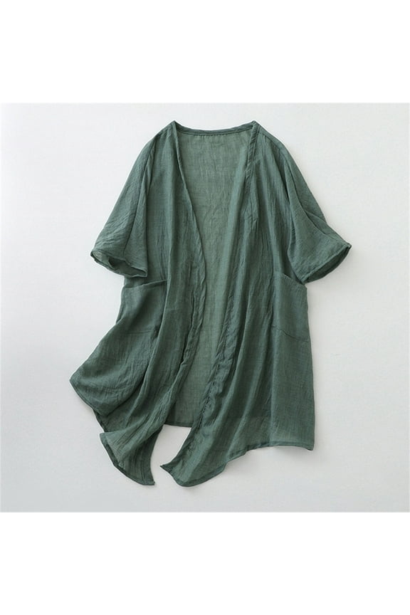 Cover Ups Womens Cardigan Sweaters Green Cotton Cardigans Summer Fall Open Front Lightweight Casual Outerwear