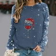 thumbnail image 1 of Fznquz Crewneck Long Sleeve Tops for Women Christmas Blue Shirt Casual Winter Graphic Fall Fashion for Women 2025, 1 of 4