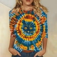 thumbnail image 1 of Fznquz Crewneck Tees for Women 3/4 Sleeve Tie Dye Tees Casual Funny Graphic Spring Animal Print Women's Blouses, 1 of 5