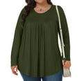 thumbnail image 1 of Fznquz Crewneck Womens Work Blouse Plain Plus Size Green Shirt Casual Fall Long Sleeve Women Shirts, 1 of 7