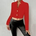 thumbnail image 1 of Fznquz Crop Womens Blouse Button Up Red Fashion Shirt Work Long Sleeve Dressy Casual Shirts for Women, 1 of 7