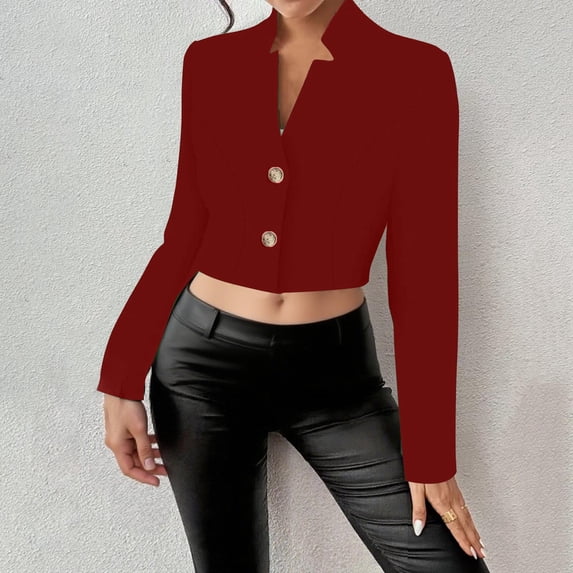 Fznquz Crop Womens Blouses Plus Size Button Up Red Shirt Dressy Casual Long Sleeve Work Fashion