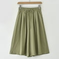 thumbnail image 1 of Fznquz Cropped Womens Pants Plus Size Elastic Waist Casual Pants Wide Leg Green Drawstring Flowy Pant M, 1 of 4