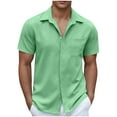 thumbnail image 1 of Fznquz Cuban Men Button Down Shirt Short Sleeve Shirts Summer Beach Vacation Untucked Casual Green Men Clothing, 1 of 5