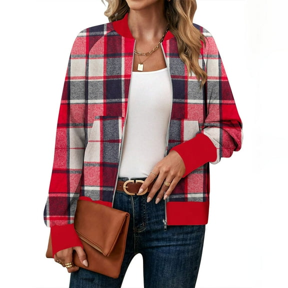 Fznquz Dress Blouses for Women Zip Up Red T Shirts Spring Fall Casual Long Sleeve Womens Clothes Trendy 2026,M