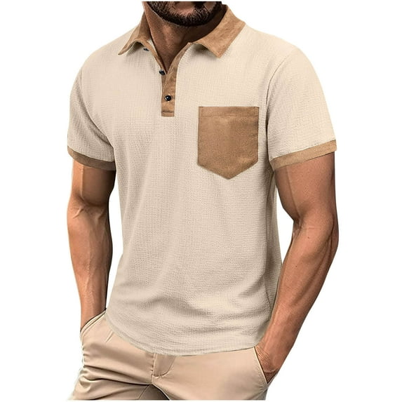 Fznquz Dress Men's T-Shirts Short Sleeve Collared Yellow Polo Casual Formal Work Mens Clothes XL