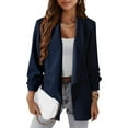 thumbnail image 1 of Fznquz Dressy Casual Ladies Blouses Plain Suit Jacket Blue Work Formal 2025 Women T Shirts, 1 of 3