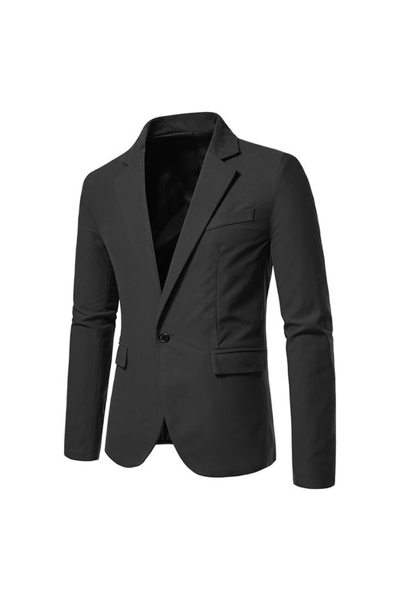 Dressy Men's Jacket Blazer Suit Black One Button Sport Coat Clearance Coats for Men XXL