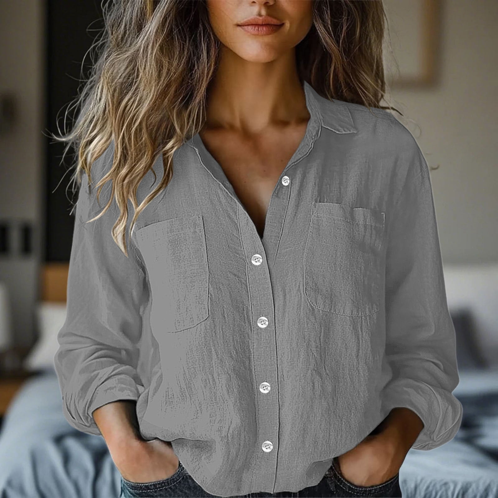 slim fit dress slacks Port Authority Women's Steel Grey Easy Care Long Sleeve Shirt